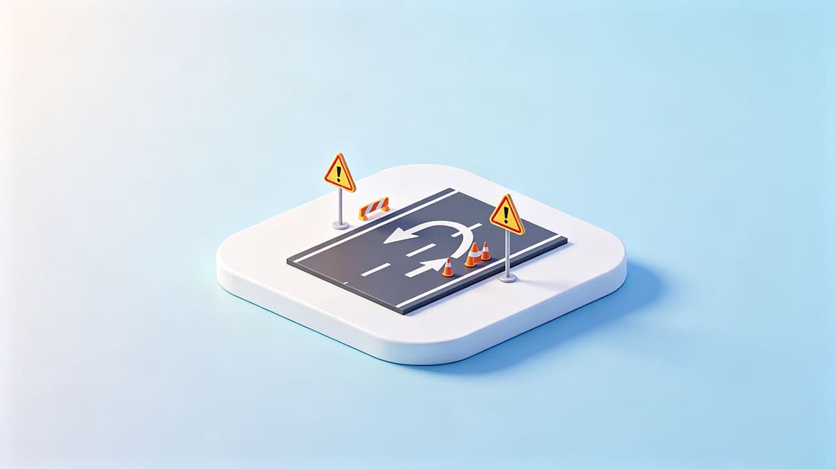 建站避坑路径示意图，3D道路绕过障碍物警示图标
